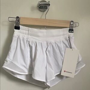 lululemon athletica Hotty Hot White Running Shorts with Built-In Liner
